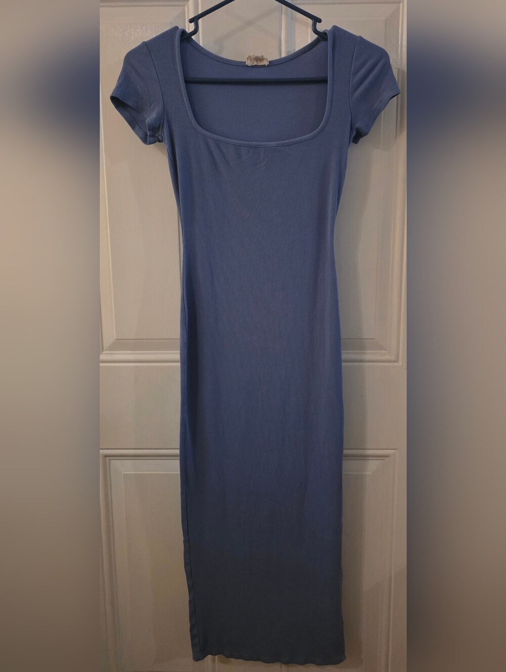 See You Monday Scoop Neck Maxi Dress in Dusty Blue